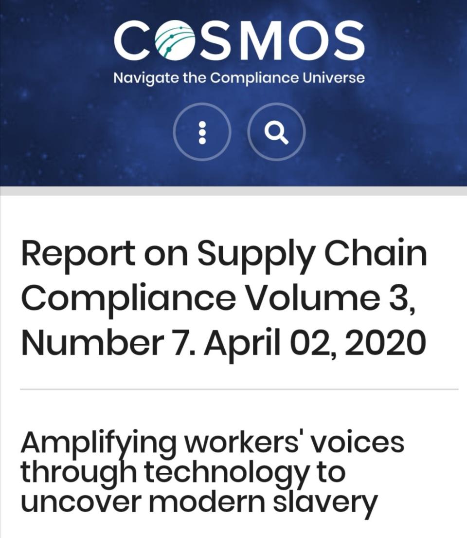 COSMOS Report on Supply Chain Compliance 